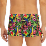 Watercolor Parrot Pattern Print Men's Short Boxer Briefs