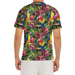 Watercolor Parrot Pattern Print Men's Short Sleeve Rash Guard