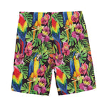 Watercolor Parrot Pattern Print Men's Sports Shorts