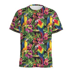 Watercolor Parrot Pattern Print Men's Sports T-Shirt