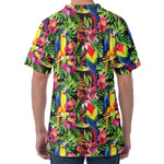 Watercolor Parrot Pattern Print Men's Velvet T-Shirt