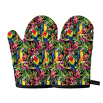 Watercolor Parrot Pattern Print Oven Mitts