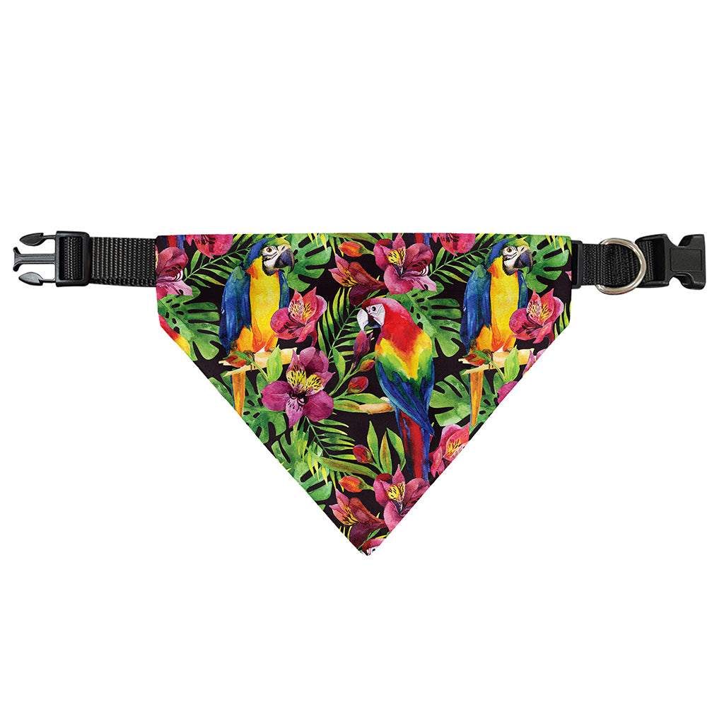 Watercolor Parrot Pattern Print Over The Collar Dog Bandana