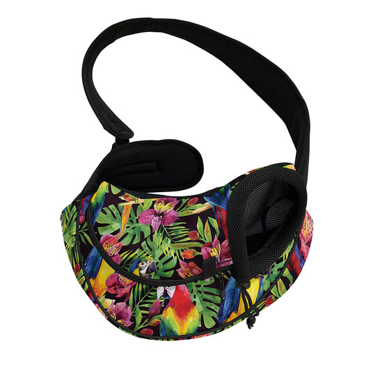 Watercolor Parrot Pattern Print Pet Sling Carrier