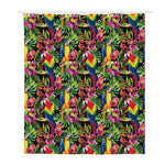 Watercolor Parrot Pattern Print Polyester Shower Curtain