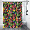 Watercolor Parrot Pattern Print Premium Shower Curtain