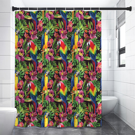 Watercolor Parrot Pattern Print Premium Shower Curtain