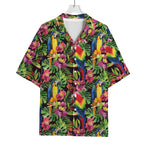 Watercolor Parrot Pattern Print Rayon Hawaiian Shirt