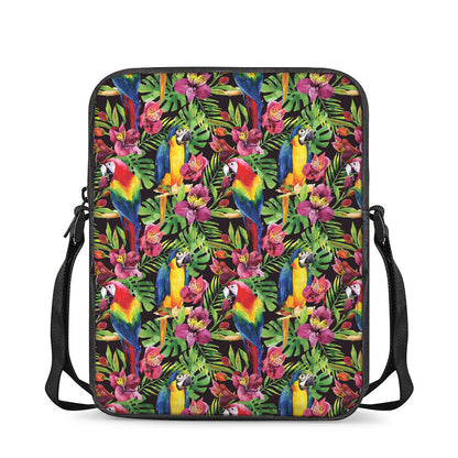 Watercolor Parrot Pattern Print Rectangular Crossbody Bag