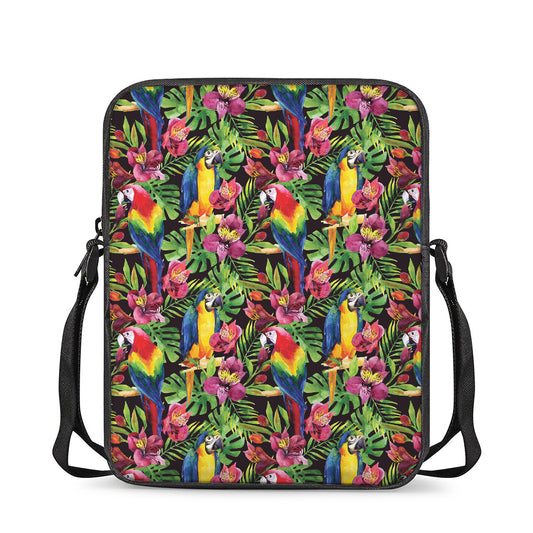 Watercolor Parrot Pattern Print Rectangular Crossbody Bag