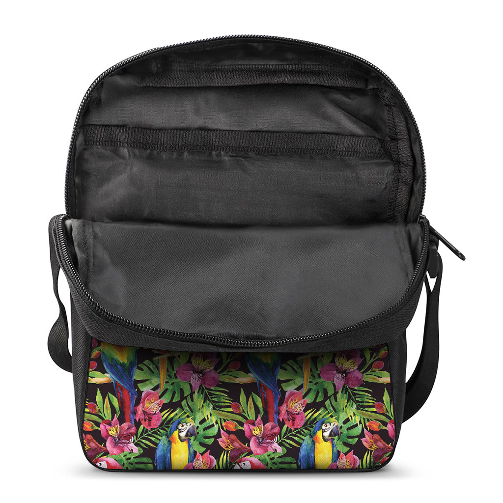 Watercolor Parrot Pattern Print Rectangular Crossbody Bag