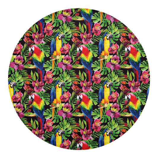 Watercolor Parrot Pattern Print Round Blanket