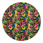 Watercolor Parrot Pattern Print Round Blanket