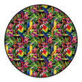 Watercolor Parrot Pattern Print Round Floor Mat