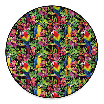 Watercolor Parrot Pattern Print Round Floor Mat