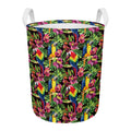Watercolor Parrot Pattern Print Round Laundry Basket