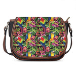 Watercolor Parrot Pattern Print Saddle Bag