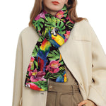 Watercolor Parrot Pattern Print Scarf