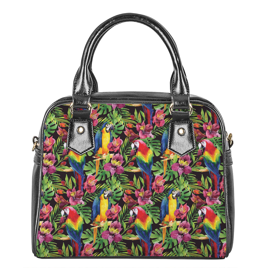 Watercolor Parrot Pattern Print Shoulder Handbag