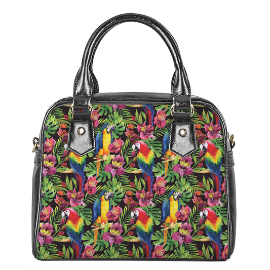 Watercolor Parrot Pattern Print Shoulder Handbag