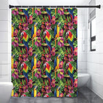Watercolor Parrot Pattern Print Shower Curtain