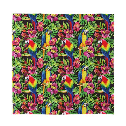 Watercolor Parrot Pattern Print Silk Bandana