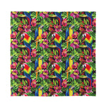Watercolor Parrot Pattern Print Silk Bandana