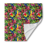 Watercolor Parrot Pattern Print Silk Bandana