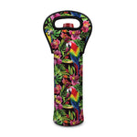 Watercolor Parrot Pattern Print Single Neoprene Wine Tote