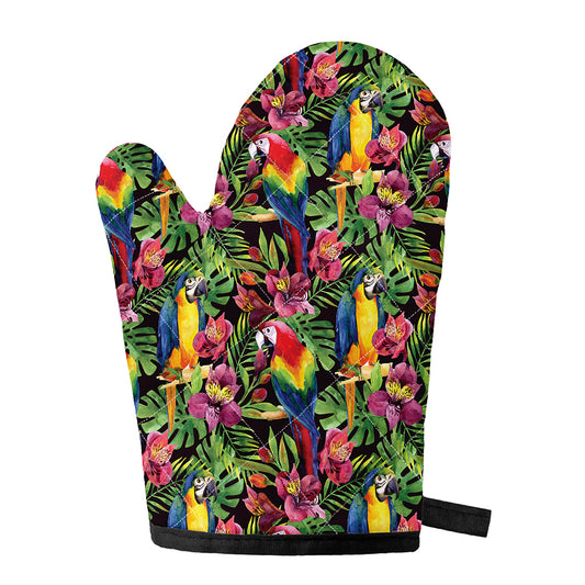 Watercolor Parrot Pattern Print Single Oven Mitt