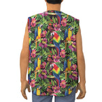 Watercolor Parrot Pattern Print Sleeveless Baseball Jersey