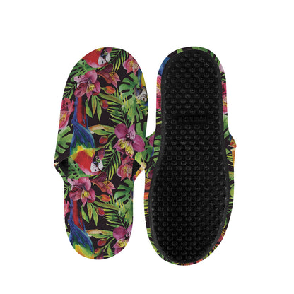 Watercolor Parrot Pattern Print Slippers