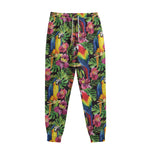 Watercolor Parrot Pattern Print Sweatpants