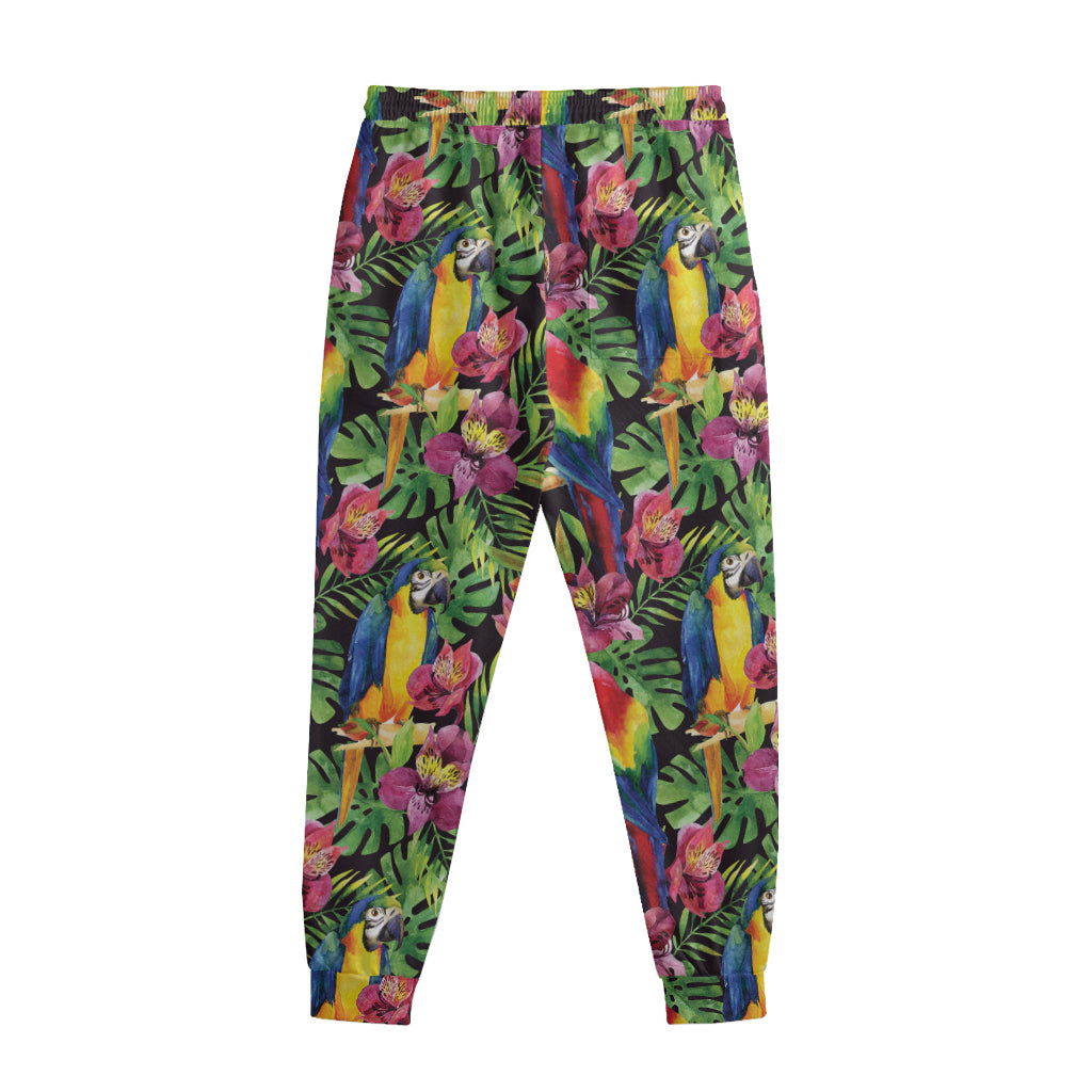 Watercolor Parrot Pattern Print Sweatpants