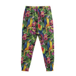 Watercolor Parrot Pattern Print Sweatpants