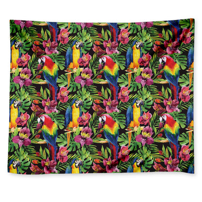 Watercolor Parrot Pattern Print Tapestry