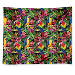 Watercolor Parrot Pattern Print Tapestry