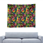 Watercolor Parrot Pattern Print Tapestry