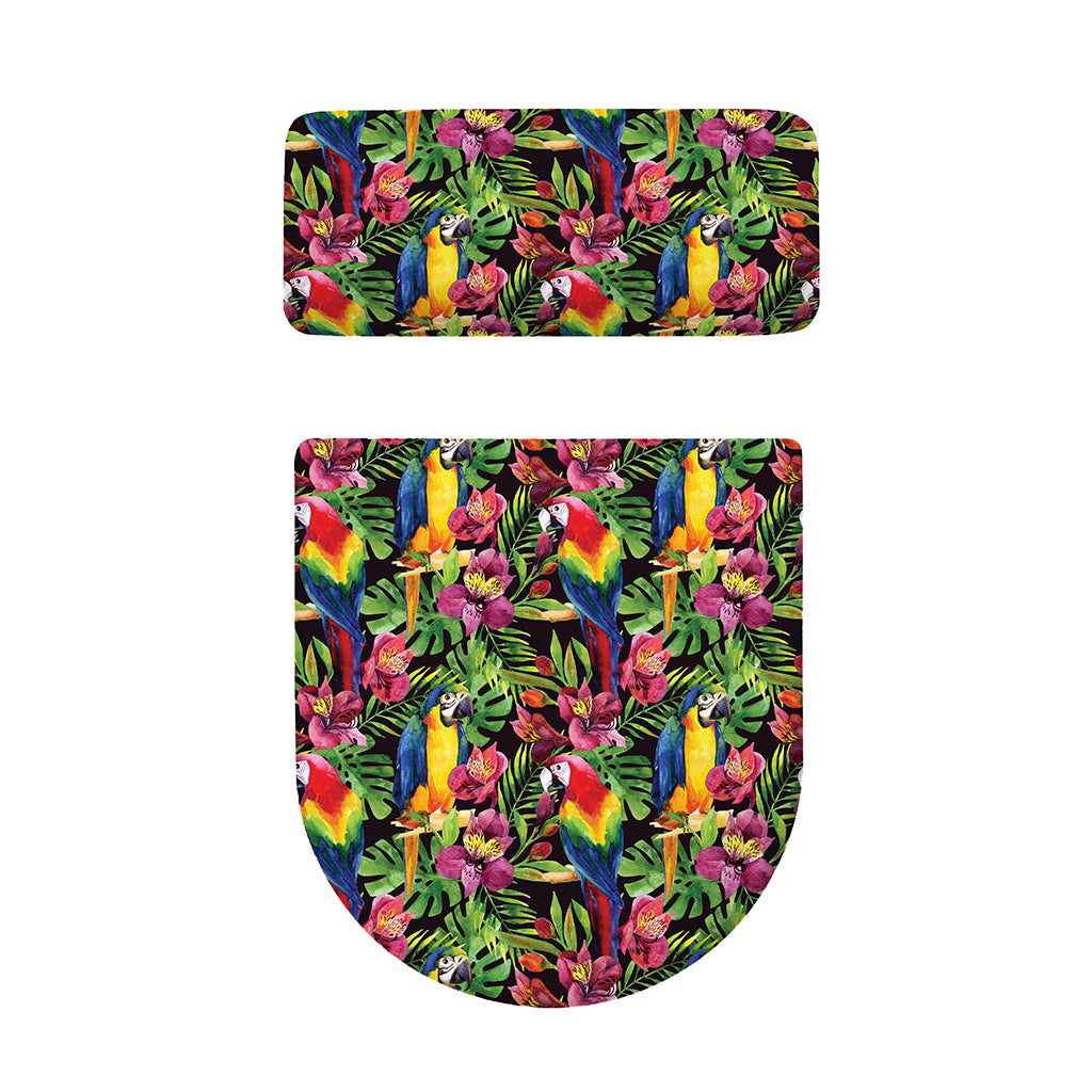 Watercolor Parrot Pattern Print Toilet Lid And Tank Cover Set