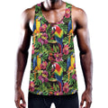 Watercolor Parrot Pattern Print Men's Workout Tank Top