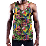 Watercolor Parrot Pattern Print Training Tank Top