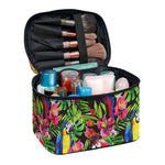 Watercolor Parrot Pattern Print Travel Makeup Bag