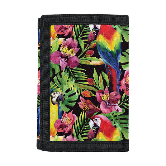 Watercolor Parrot Pattern Print Trifold Wallet