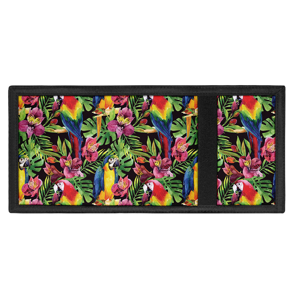 Watercolor Parrot Pattern Print Trifold Wallet