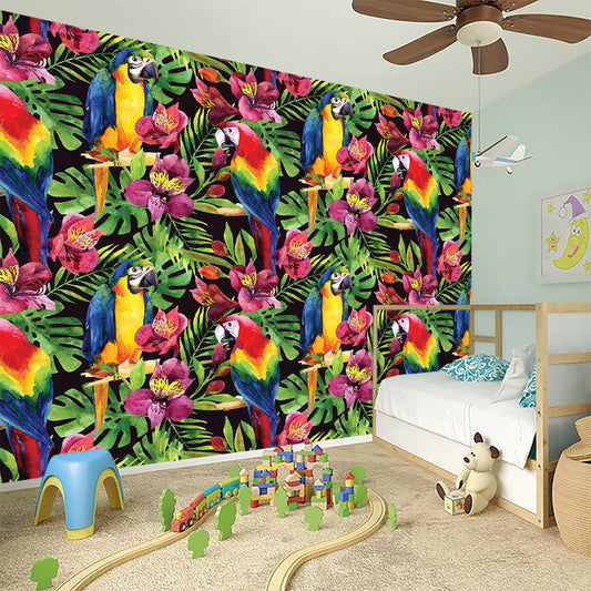 Watercolor Parrot Pattern Print Wall Sticker