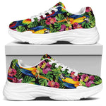 Watercolor Parrot Pattern Print White Chunky Shoes