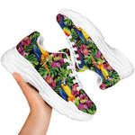 Watercolor Parrot Pattern Print White Chunky Shoes