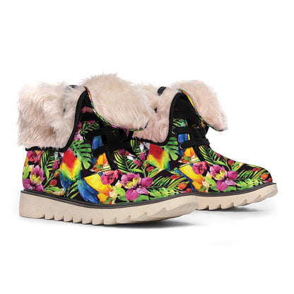 Watercolor Parrot Pattern Print Winter Boots