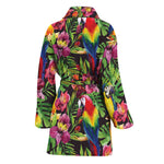 Watercolor Parrot Pattern Print Women's Bathrobe