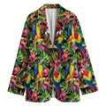 Watercolor Parrot Pattern Print Women's Cotton Blazer